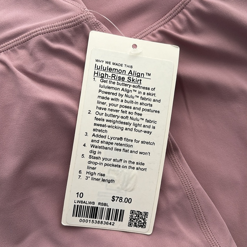 lululemon ALIGN HIGH RISE SKIRT IN ROSE BLUSH SZ 10 NWT - Picture 9 of 11